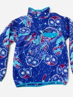 Patagonia Purple Teal Red Patterned Synchilla Pullover
